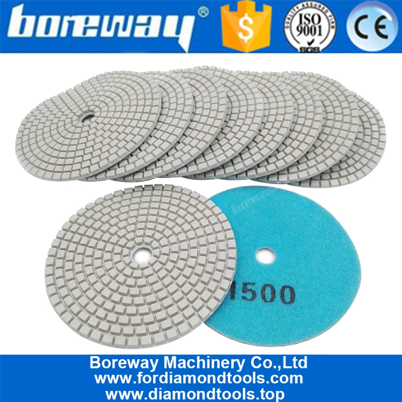 花崗岩の大理石の石のための4インチ100 mm樹脂ボンドウェットまたはドライダイヤモンド研磨パッド