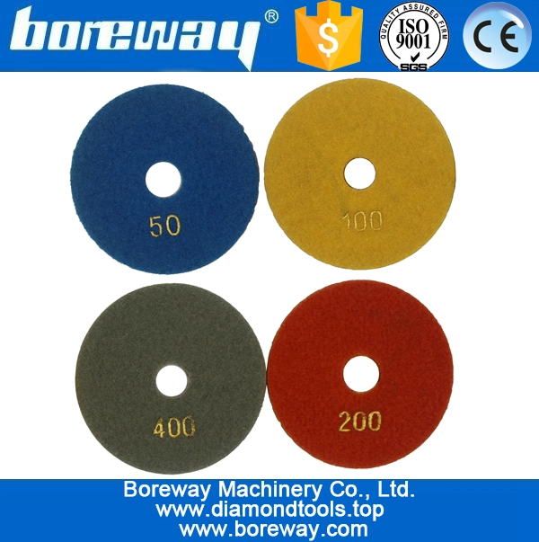 4inch 100mm 4段ウェット使用スパイラルブラウンダイヤモンド研磨パッド（石コンクリートセラミック用）