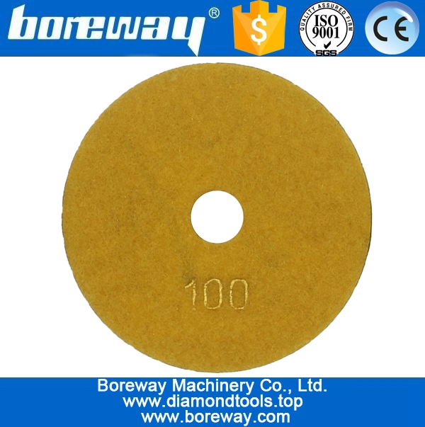 4inch 100mm 4段ウェット使用スパイラルブラウンダイヤモンド研磨パッド（石コンクリートセラミック用）