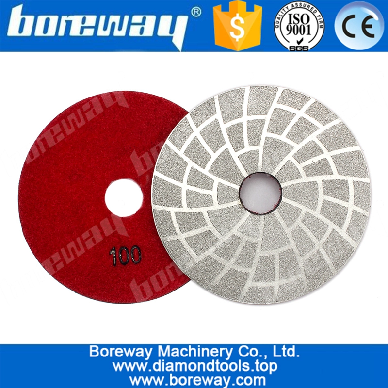 ग्रेनाइट कंक्रीट संगमरमर के लिए 4 इंच डायमंड पोलिश पैड वैक्यूम ब्रेजिंग पॉलिशिंग