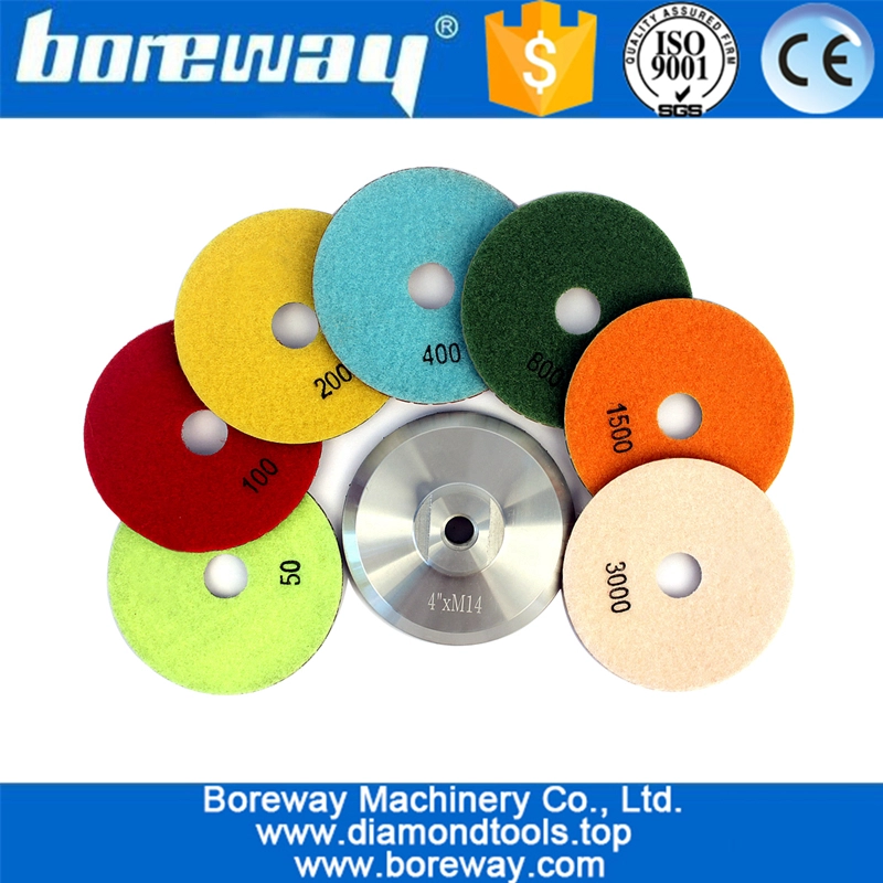 Tampone di lucidatura in resina di diamante da 4 pollici Tampone in alluminio M14 per granito