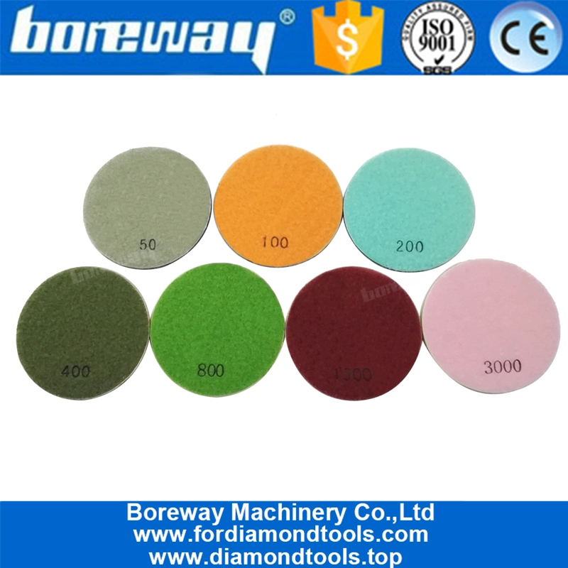 4インチレジンボンドダイヤモンドフロアが50＃から3000＃に研磨パッドを一新