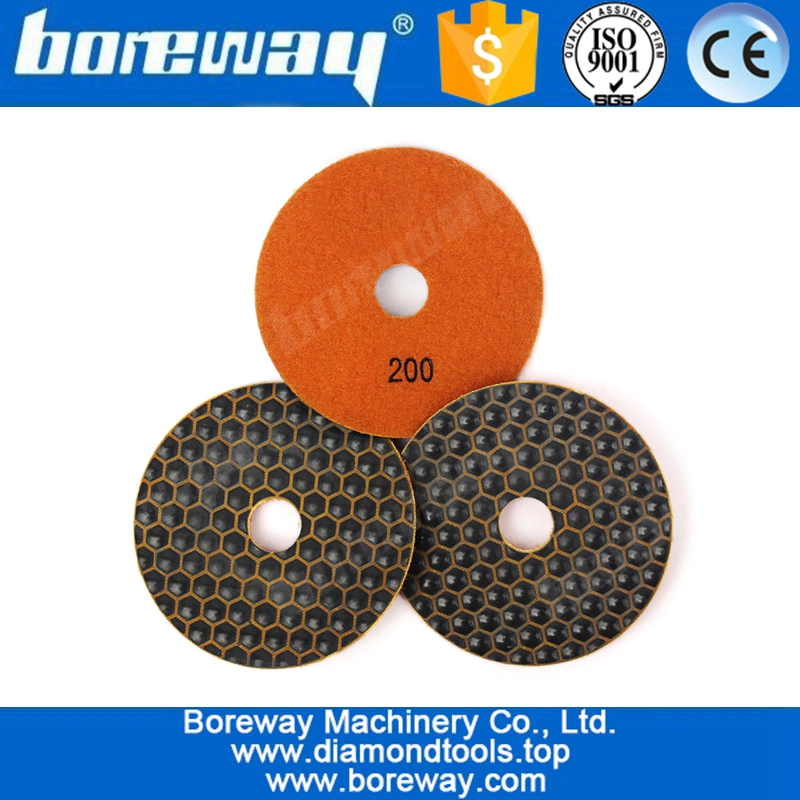 5 Zoll 3pcs 125mm Diamant-trockene Polierauflage für flexiblen Stein-Granit-Marmor