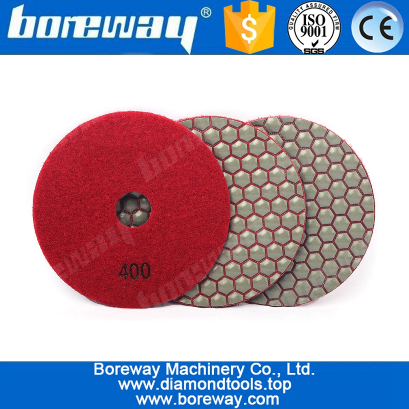 5 Zoll 3pcs 125mm Diamant-trockene Polierauflage für flexiblen Stein-Granit-Marmor