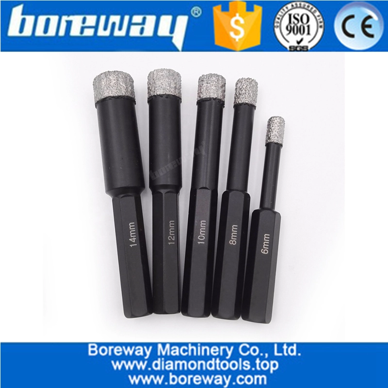 5mm-14mm Hex Shank Vacuum Brazed Diamond Drill Bits Dry Drilling nucleo Bit trapano sega Granito Marmo muratura