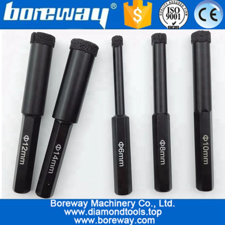 6mm-14mm Hexagon shank Vacuum Brazed Wet drillling diamond core drill bits drill Hole Saw for granite,marble, masonry and more