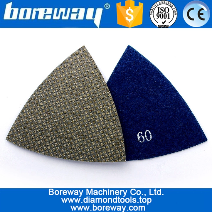 मल्टी टूल के लिए 75 मिमी त्रिभुज डायमंड पॉलिशिंग पैड इलेक्ट्रोप्लेटेड सैंडिंग पैड