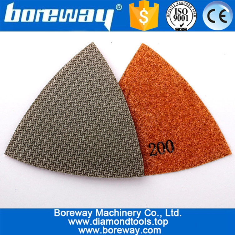 मल्टी टूल के लिए 75 मिमी त्रिभुज डायमंड पॉलिशिंग पैड इलेक्ट्रोप्लेटेड सैंडिंग पैड