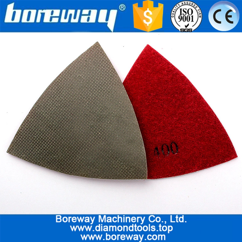 मल्टी टूल के लिए 75 मिमी त्रिभुज डायमंड पॉलिशिंग पैड इलेक्ट्रोप्लेटेड सैंडिंग पैड
