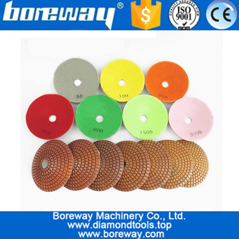 7Pcs / सेट उत्तल गीला हीरा पॉलिशिंग पैड पत्थर के कंक्रीट के लिए हीरे के सैंडिंग डिस्क का आकार देते हैं