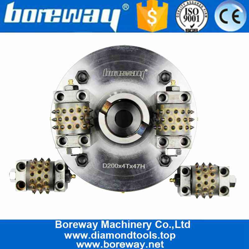 8 pollici 45 pin doppio strato in lega Bush Hammer Wheel con 4 rulli