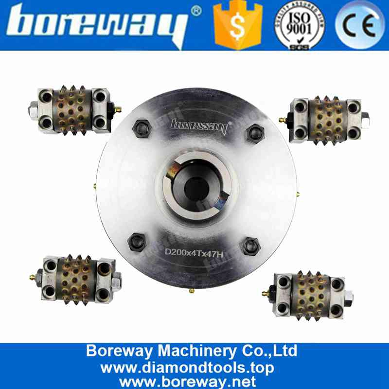 8 pollici 45 pin doppio strato in lega Bush Hammer Wheel con 4 rulli