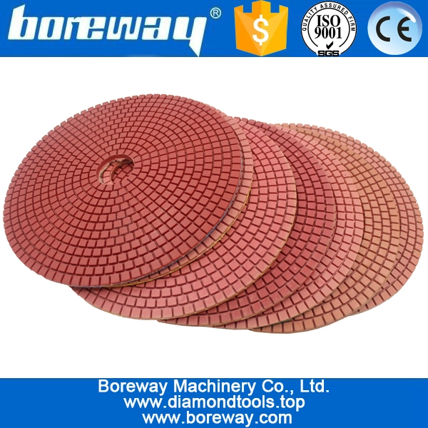 8inch 200mm 7 steps wet use red square type diamond polishing pads