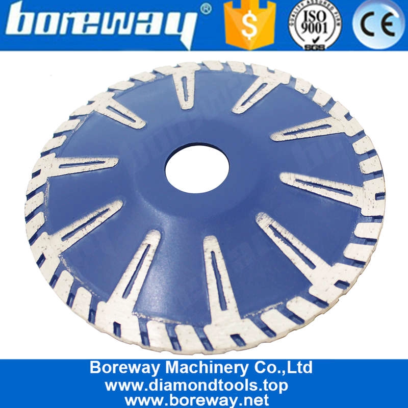 Boreway 105/115/125 / 180mm Diamant konkaves Sägeblatt T-förmige Schutzzähne Beton Granit Marmor Stein Schneidebrett