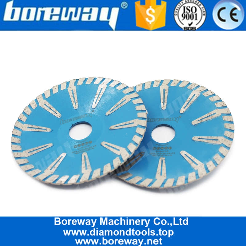 Boreway 4 '' 5 '' 6 '' 7 '' T-Segment Concave Continuous Turbo Rim Diamantblatt gebogene Säge für Granitmarmor