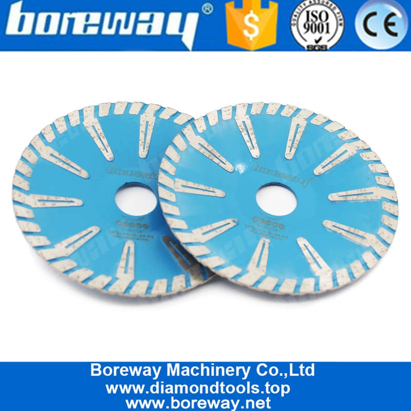 Boreway 4 '' 5 '' 6 '' 7 '' T-Segment Concave Continuous Turbo Rim Diamantblatt gebogene Säge für Granitmarmor