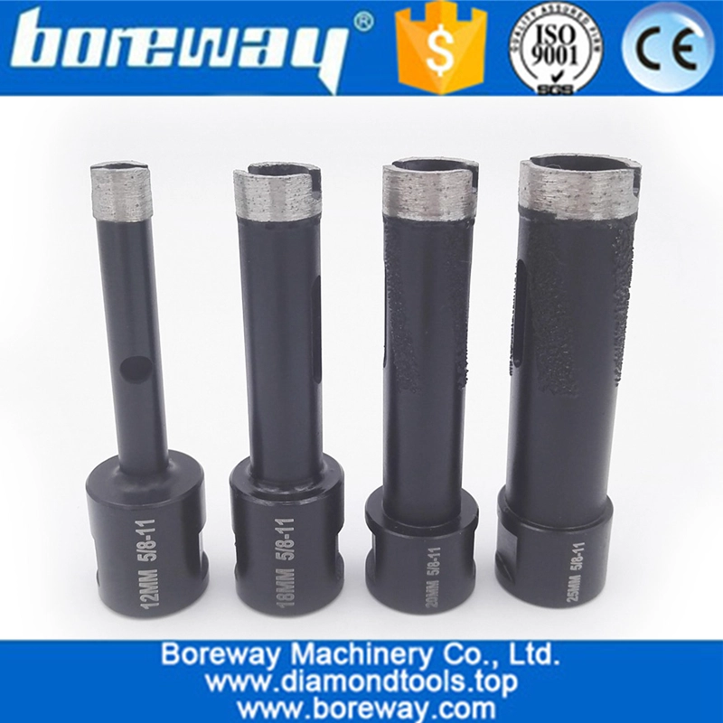 Boreway 4Pcs वेल्डेड डायमंड ड्रिल कोर बिट्स हार्ड स्टोन ग्रेनाइट संगमरमर के लिए 5 / 8-11 धागे के साथ