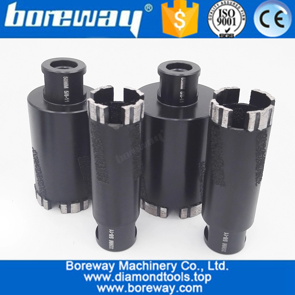 Boreway 4Pcs वेल्डेड डायमंड ड्रिल कोर बिट्स हार्ड स्टोन ग्रेनाइट संगमरमर के लिए 5 / 8-11 धागे के साथ