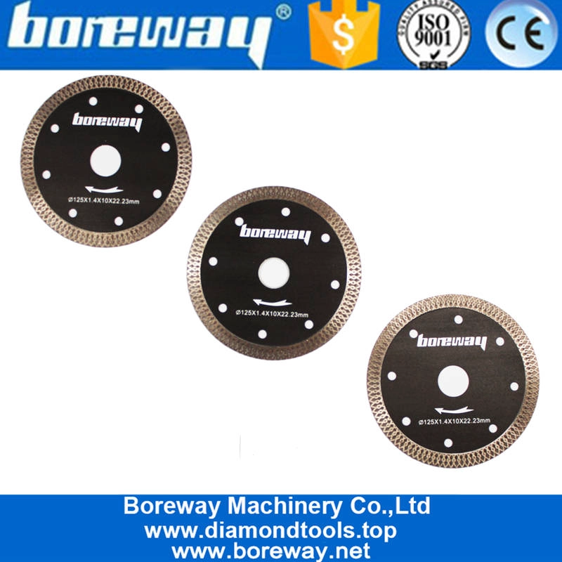 Boreway 5inch 125mm Hot Press Sintered Tile Turbo Mesh Blade For Granite Porcelain Glass Cutting