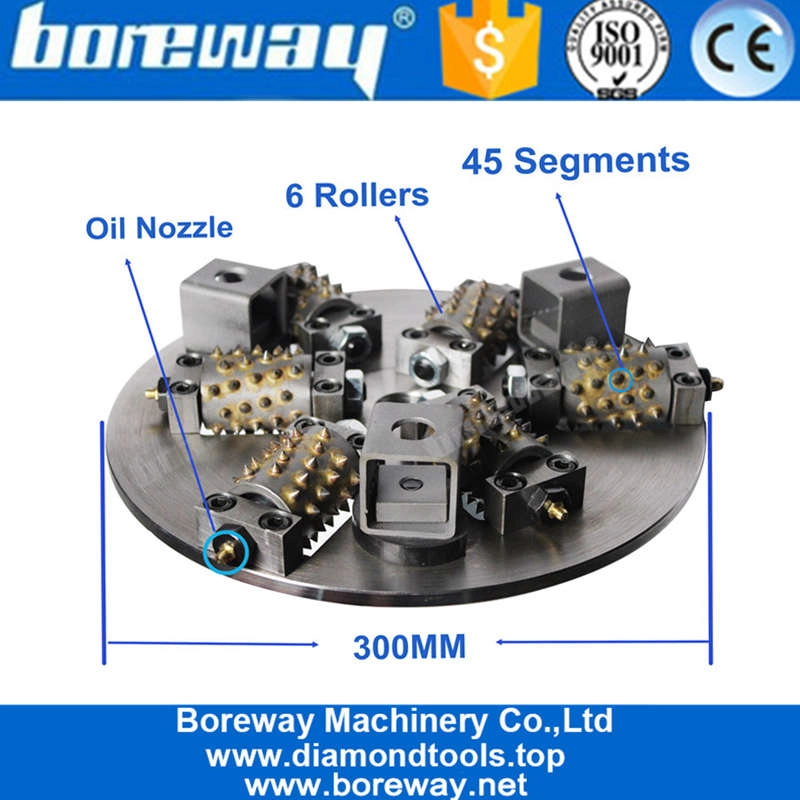 Boreway D300x6Tx45S Bush Hammer Superficie Macina Disco Ruota Utensile Pietra Granito Marmo Calcestruzzo per rettificatrice per pavimenti