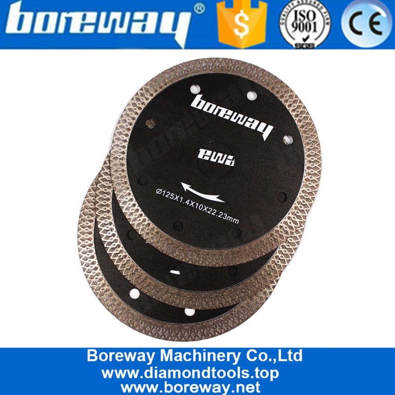 Boreway Wholesale 105Mm Hot Press Sintered Turbo-Mesh Blade Diamond Saw Blade for Ceramic Tile Porcelain Glass Cutting