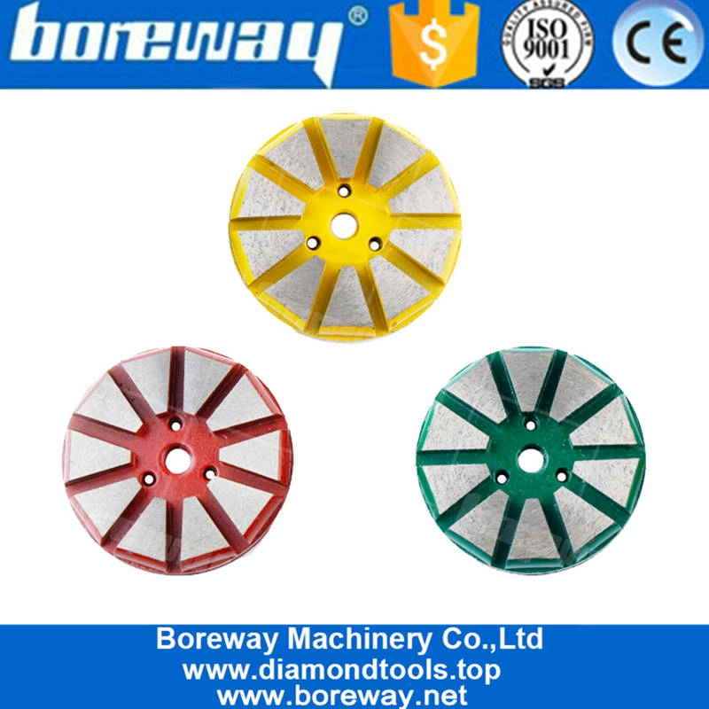 China Factory 3 Zoll 10 Segment Bodenschleifscheibe / Pads / Platte für Beton Terrazzo Schleifscheibe Haken und Schlaufe gesichert
