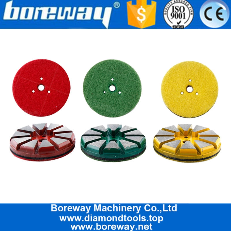 China Factory 3 Zoll 10 Segment Bodenschleifscheibe / Pads / Platte für Beton Terrazzo Schleifscheibe Haken und Schlaufe gesichert