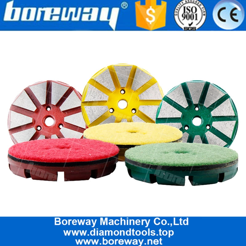 China Factory 3 Zoll 10 Segment Bodenschleifscheibe / Pads / Platte für Beton Terrazzo Schleifscheibe Haken und Schlaufe gesichert