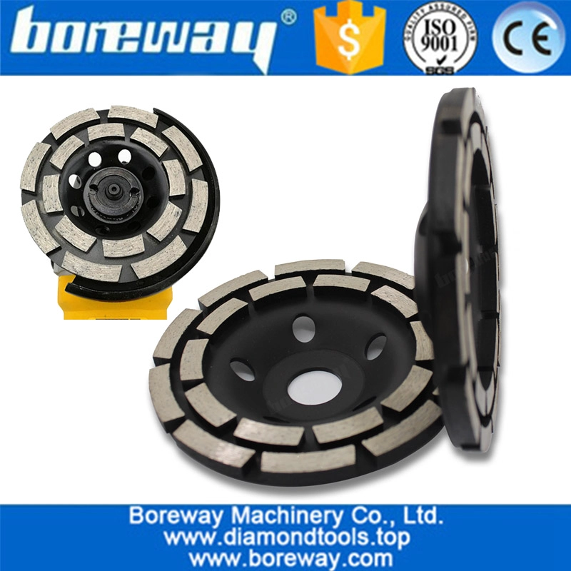 Ruota a tazza diamantata per segmenti di barre ad arco a doppia fila di fabbrica cinese per calcestruzzo