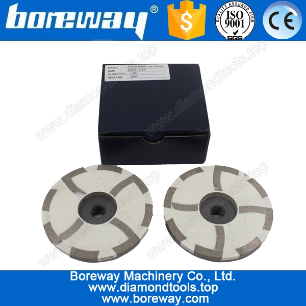 D100 * M14 * 200# 12 Segmente Harz gefüllten Diamond Cup Schleifscheiben