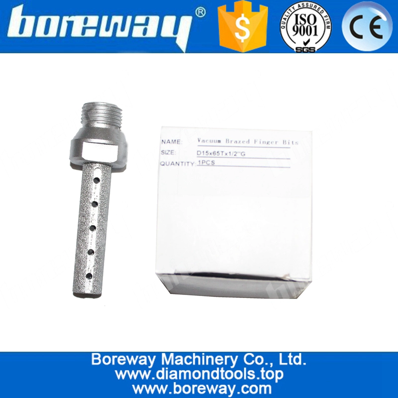 डी 15 * 65 एल * 1/2 "जी वैक्यूम ब्रैज़ेड सीएनसी ग्रेनाइट काउंटर के लिए फिंगर बिट काटना