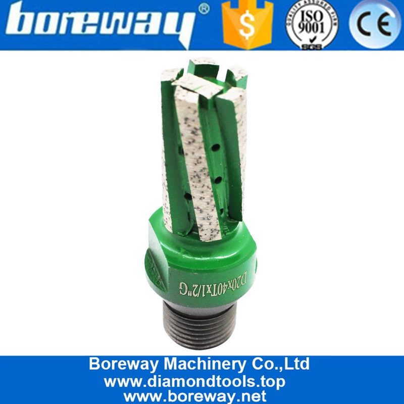 D20*40T*1/2"G Diamond Finger Drill CNC Router Bit With Bottom Segment For Slab Sink Hole Counter