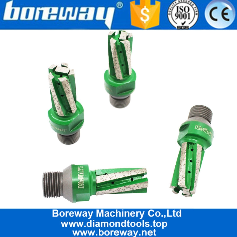 D20*40T*1/2"G Diamond Finger Drill CNC Router Bit With Bottom Segment For Slab Sink Hole Counter