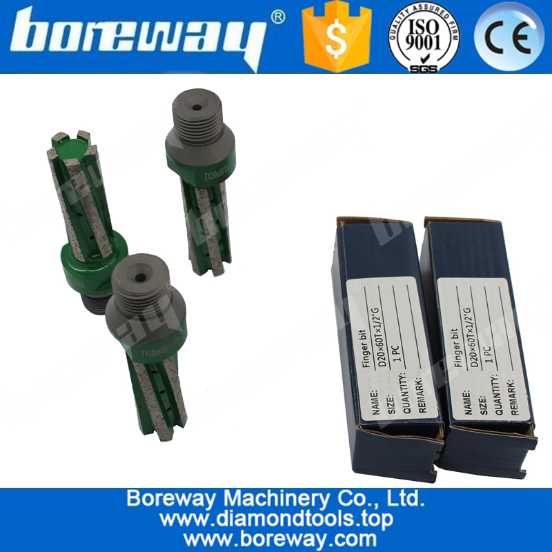 D20x60Tx1/2"G CNC Sinter Finger Bits For Processing Stone Slab