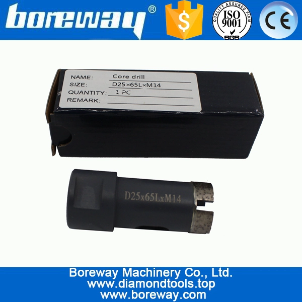 D25x65LxM14水使用ダイヤモンドコア穴ドリルビット大理石用