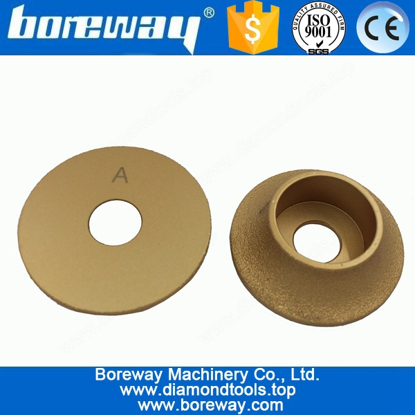 D75x20Tx20H बी आकार 1/4 दौर वैक्यूम पत्थर के लिए Brazed हीरा पीस व्हील