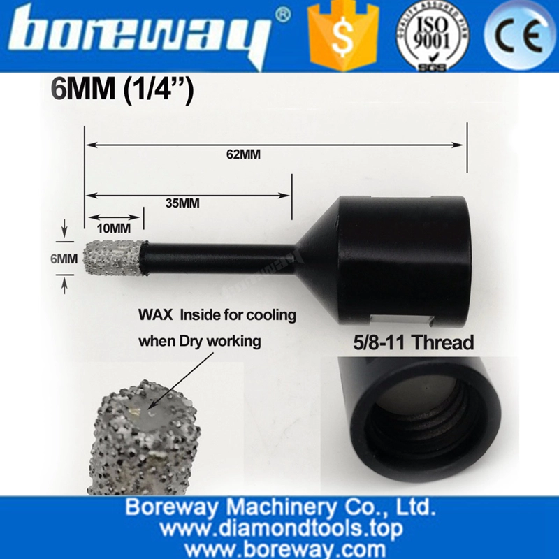 径石造りの花こう岩の大理石の工場供給の真空のろう付けされたダイヤモンドの穿孔機ビットのための6mmの真空のろう付けされたダイヤモンドの芯ビット