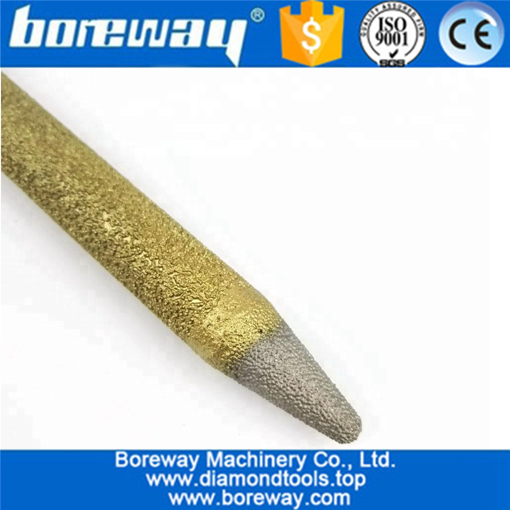 高品質12-4 / 100ミリメートル真空ろう付けダイヤモンド彫刻ビットcncテーパーボールエンドカッターロータリーバリ用花崗岩大理石