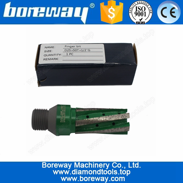 गर्म बेचने सीएनसी खंडों हीरा उंगली बिट्स के लिए पत्थर D25 * 50T * 1/2 "जी