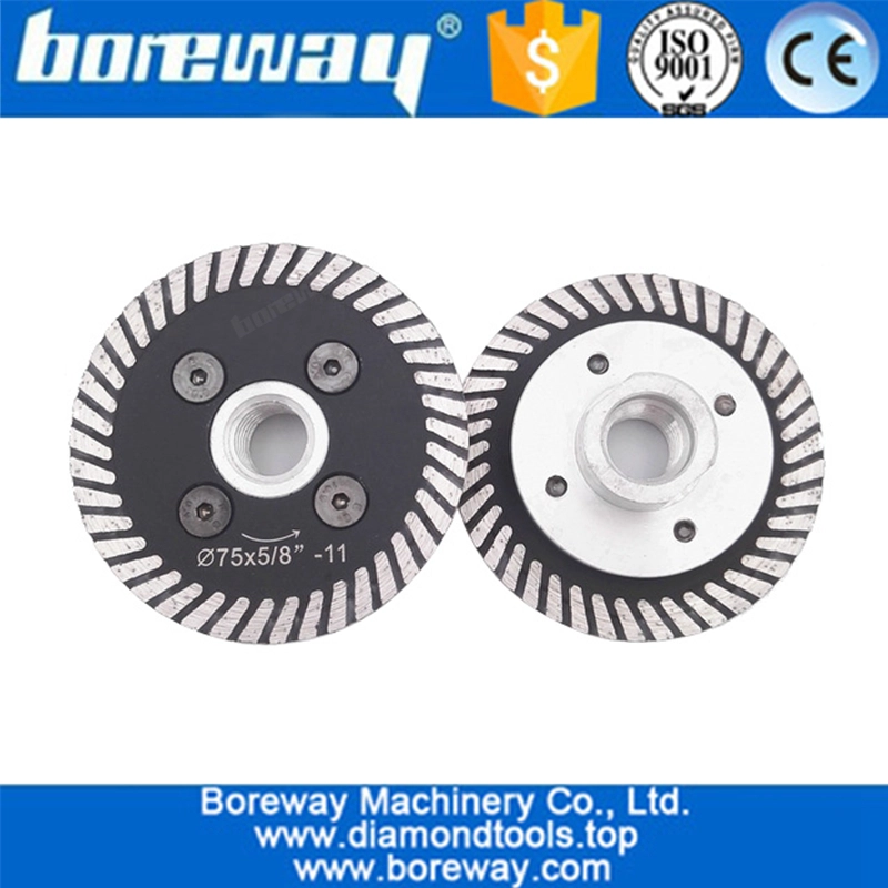 Hot pressed mini turbo diamond blades with removable M14 flange wholesale  75mm Mini Carving cutting disc Diamond wheel