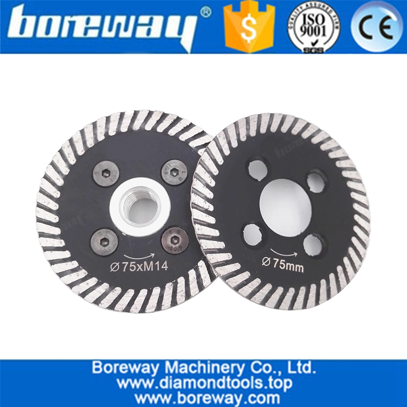 Hot pressed mini turbo diamond blades with removable M14 flange wholesale  75mm Mini Carving cutting disc Diamond wheel