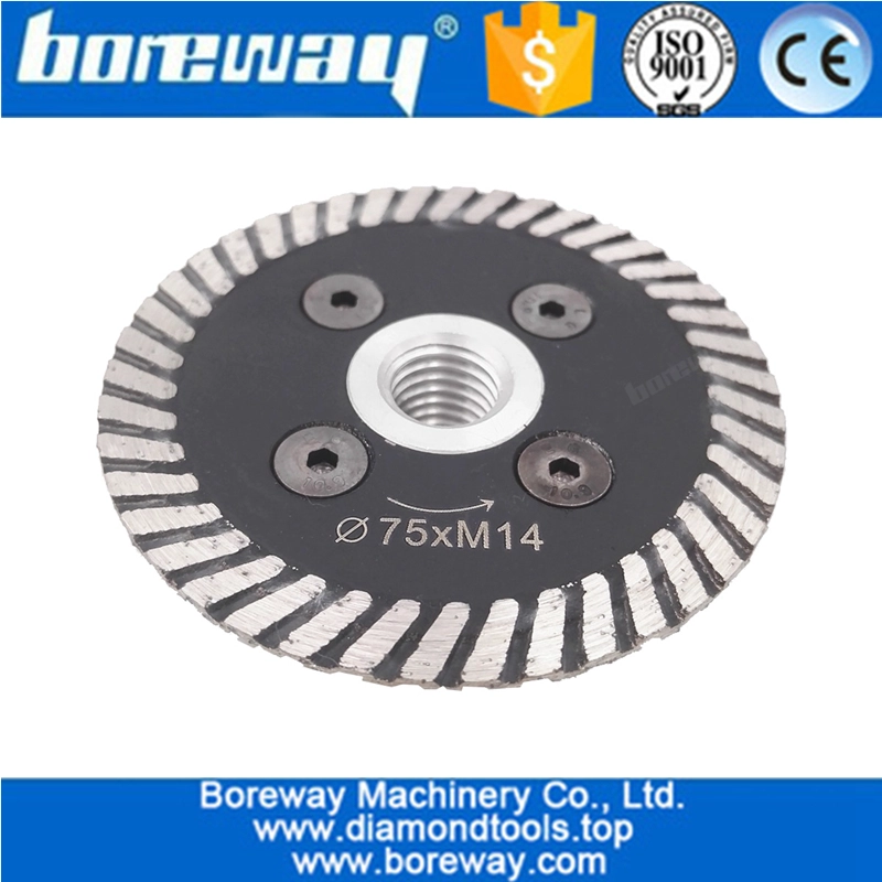 Hot pressed mini turbo diamond blades with removable M14 flange wholesale  75mm Mini Carving cutting disc Diamond wheel