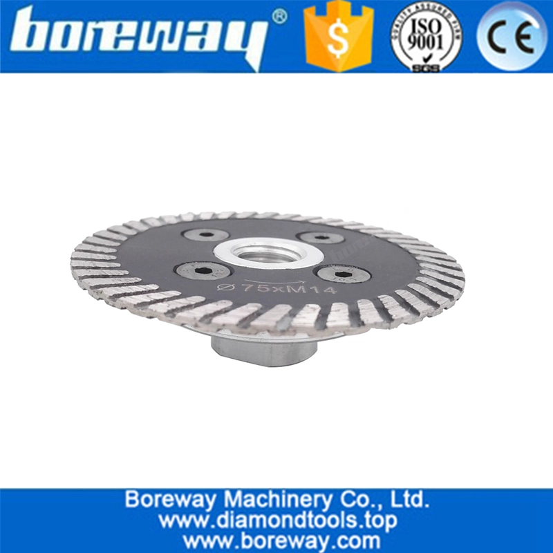 Hot pressed mini turbo diamond blades with removable M14 flange wholesale  75mm Mini Carving cutting disc Diamond wheel