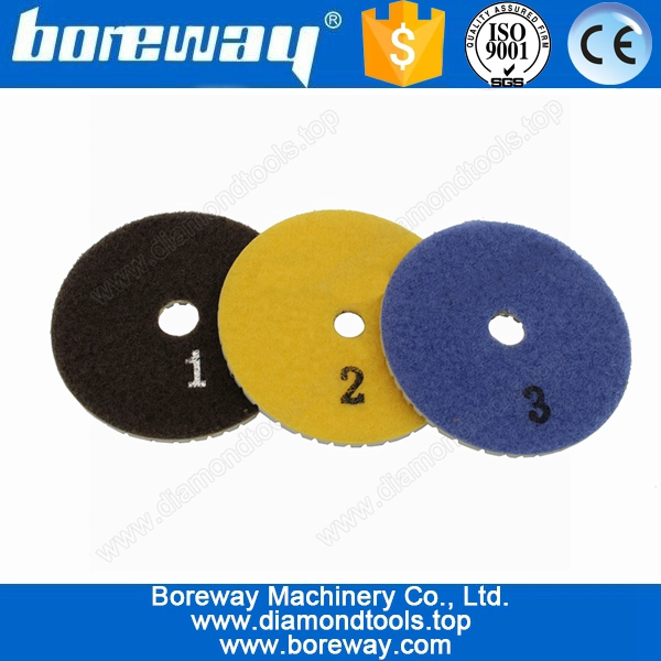 뜨거운 판매 80mm 3 단계 돌 다이아몬드 가동 가능한 수지 Polising 패드, 3 단계 다이아몬드 건조한 사용 화강암 패드