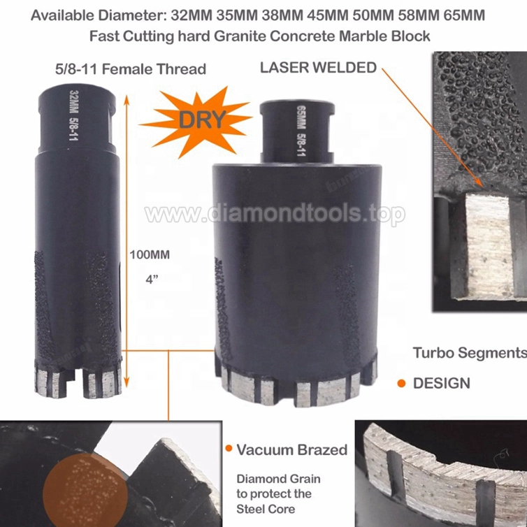 Frese diamantate saldate al laser Trivite in pietra da 6mm-65mm Punte a corona diamantate