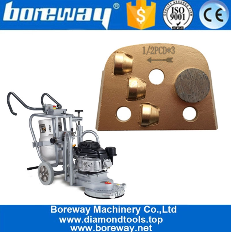 Single Round Segment And Three Half PCD Diamond Pad Concrete Terrazzo Floor Tools With Three Connection Hole