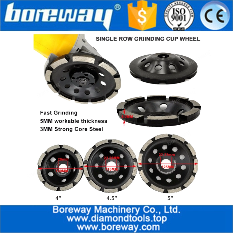 कंक्रीट चिनाई ग्रेनाइट संगमरमर पीसने और चमकाने के लिए सिंगल पंक्ति सेगमेंट डायमंड पीस कप व्हील