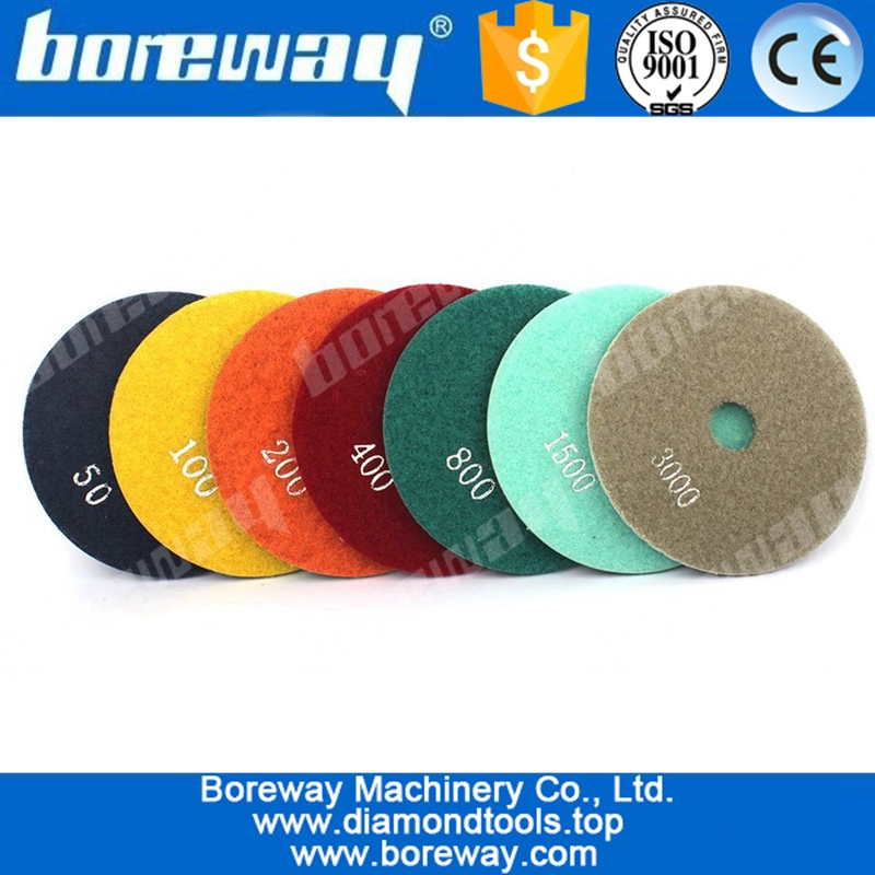 Stone Grinding Wet Polish Diamond Pad 4Inch Flexible Diamond Polishing Pad For Granite Marble Stone