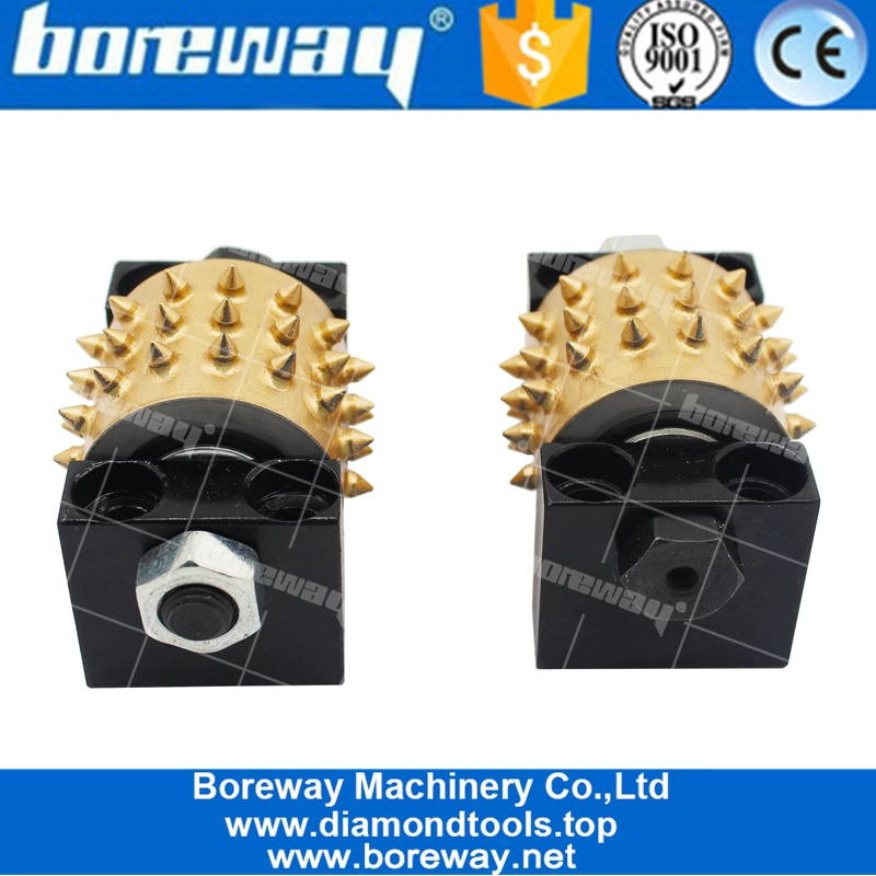 सुपर क्वालिटी पिरामिड 45 दांत बुश हैमर रोलर ग्रेनाइट संगमरमर कंक्रीट पीस के लिए धारक के साथ