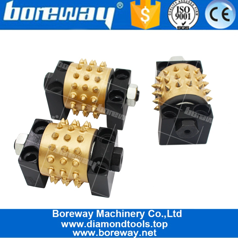 सुपर क्वालिटी पिरामिड 45 दांत बुश हैमर रोलर ग्रेनाइट संगमरमर कंक्रीट पीस के लिए धारक के साथ